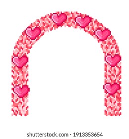 Wedding arch pixel art. Vector illustration. Valentine's Day.