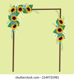 Wedding arch with sunflowers. Vector illustration