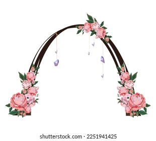 Flores clásicas elegantes de la plantilla de arco de bodas 
