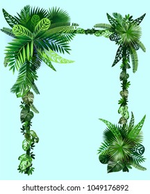 wedding arch, of tropical leaves,vector tropical style
