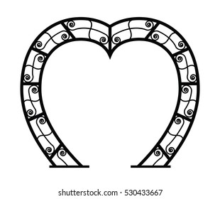 Wedding arch of white heart silhouette on white background. 