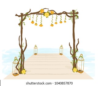 Wedding arch. Wood decoration