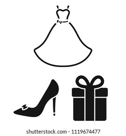 Wedding and Attributes black icons in set collection for design.Newlyweds and Accessories vector symbol stock web illustration.