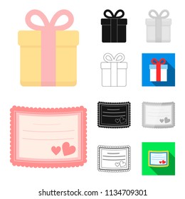 Wedding and Attributes cartoon,black,flat,monochrome,outline icons in set collection for design.Newlyweds and Accessories vector symbol stock web illustration.