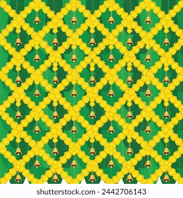 Diseño de fondo de boda con hojas de plátano y flores