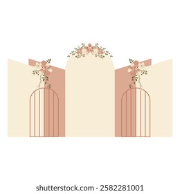 Wedding Backdrop with Floral Decoration. Wedding Background 