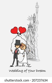 Wedding background, bride and groom in USA