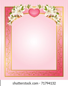 Wedding background card - invitation with heart and flowers