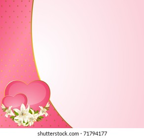 Wedding background card - invitation with hearts and flowers