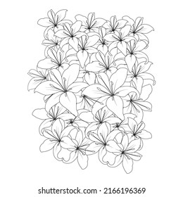 fondo de bodas de doodle lily flor line dibujo para imprimir elemento