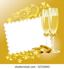 Wedding background in gold tone, vector