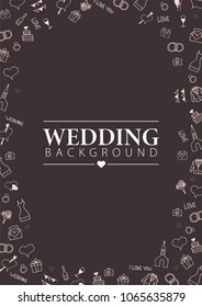 Wedding Background with hand draw doodle elements. Vector Illustration
