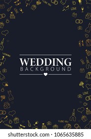 Wedding Background with hand draw doodle elements. Vector Illustration