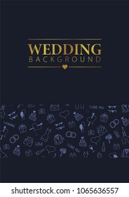 Wedding Background with hand draw doodle elements. Vector Illustration