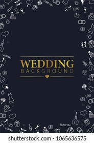 Wedding Background with hand draw doodle elements. Vector Illustration