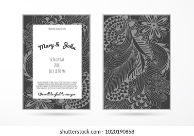 Wedding background with hand-made floral elements. Modern Wedding Collection.Vector illustration. eps10