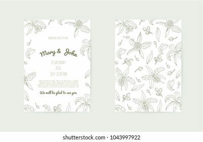 Wedding background with hand-made floral elements. Modern Wedding Collection.Vector illustration. eps10