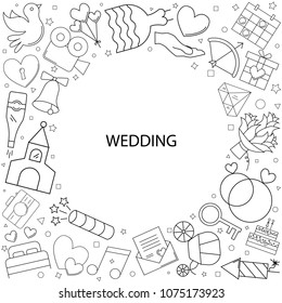 Wedding background from line icon. Linear vector pattern.
