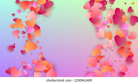 Wedding Background. Many Random Falling Purple Hearts on Hologram Backdrop. Heart Confetti Pattern. Poster Template. Vector Wedding Background. - Shutterstock ID 1250961409