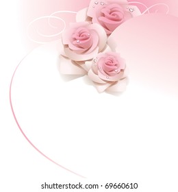 Wedding background with pink roses. Vector illustration.