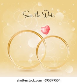 Wedding Background with rings and gemstone, bokeh