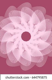 Wedding background template with white outline fantasy flower shape on dark pink area
