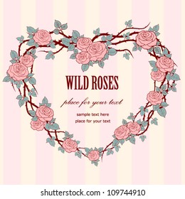 Wedding background Vintage frame with wild roses