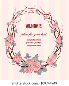 Wedding background Vintage frame with wild roses
