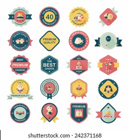 Wedding badge banner flat design background set, eps10