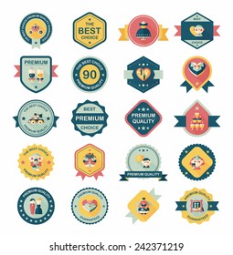 Wedding badge banner flat design background set, eps10