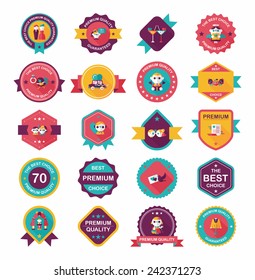 Wedding badge banner flat design background set, eps10