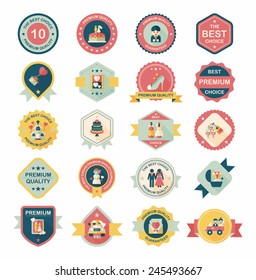 Wedding badge banner flat design background set, eps10