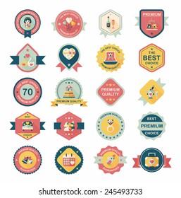 Wedding badge banner flat design background set, eps10