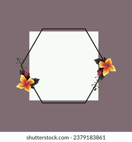 Wedding badge with beautiful floral realistic frame illustration