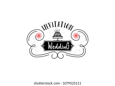 Wedding badge, lettering invitation. For the organization of wedding events.