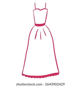 Wedding or ball gown. Elegant gress in hand drawn line style. Perfect for decorate a dress salon, wedding invitation or a fashion blog