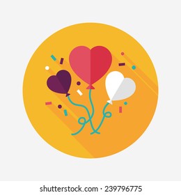 wedding ballons flat icon with long shadow,eps10