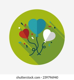 wedding ballons flat icon with long shadow,eps10