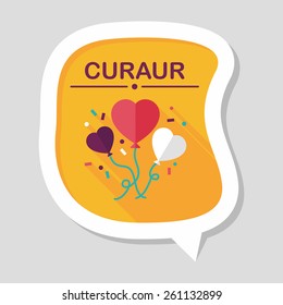 wedding ballons flat icon with long shadow,eps10