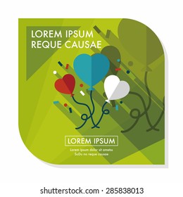 wedding ballons flat icon with long shadow,eps10