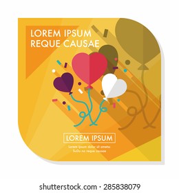 wedding ballons flat icon with long shadow,eps10