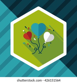 wedding ballons flat icon with long shadow,eps10