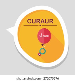 wedding balloons with diamond rings flat icon with long shadow,eps10