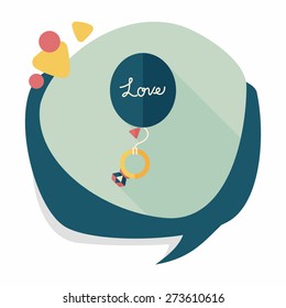 wedding balloons with diamond rings flat icon with long shadow,eps10