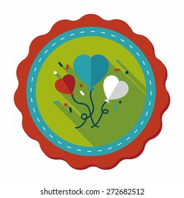wedding balloons flat icon with long shadow,eps10