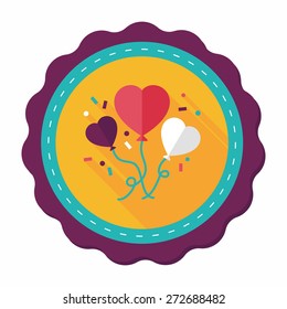 wedding balloons flat icon with long shadow,eps10