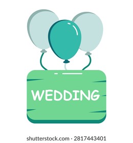 Wedding balloons icon, decorative accessory

