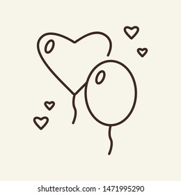 Wedding balloons line icon. Balloons, heart, ceremony. Wedding concept. Vector illustration can be used for topics like marriage, family, love, relations