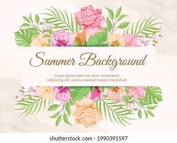 Wedding Banner Background Summer Flower Vector