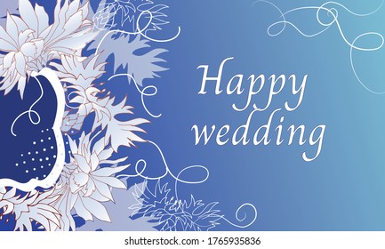 Wedding banner with cornflowers on a light blue background. Floral vector card, text frame for invitations or congratulations.